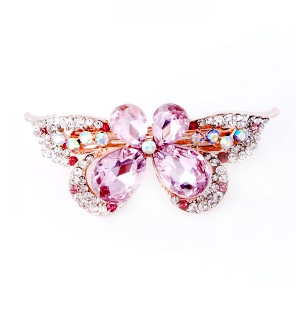 Шнола Пеперуда с розови камъни