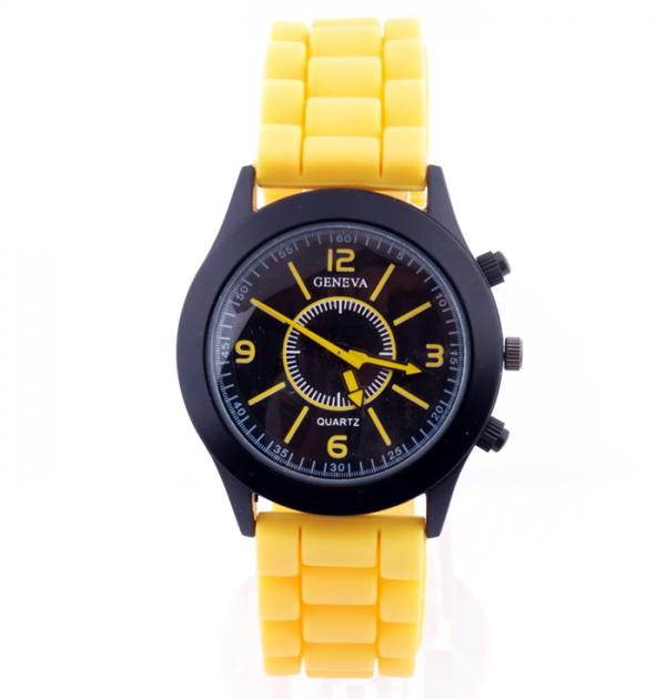 Спортен часовник с жълта каишка