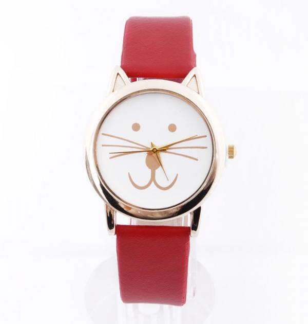 Червен часовник с коте