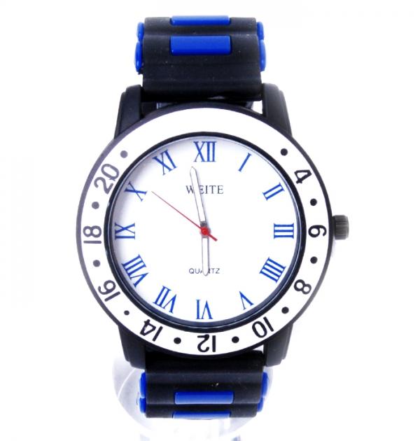 Черен часовник със син кант